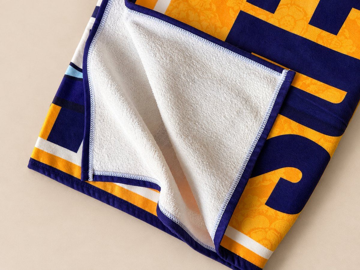 Soft terry towelling reverse of the Dirty Leeds® XL Luxury Leeds United beach towel.
