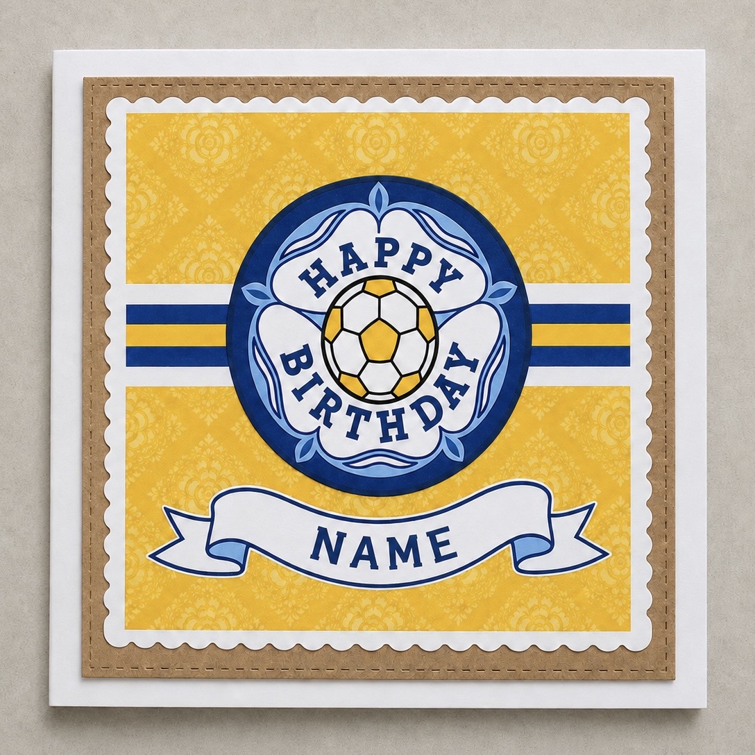 Dirty Leeds® Personalised Leeds-Inspired Birthday Card – product image.